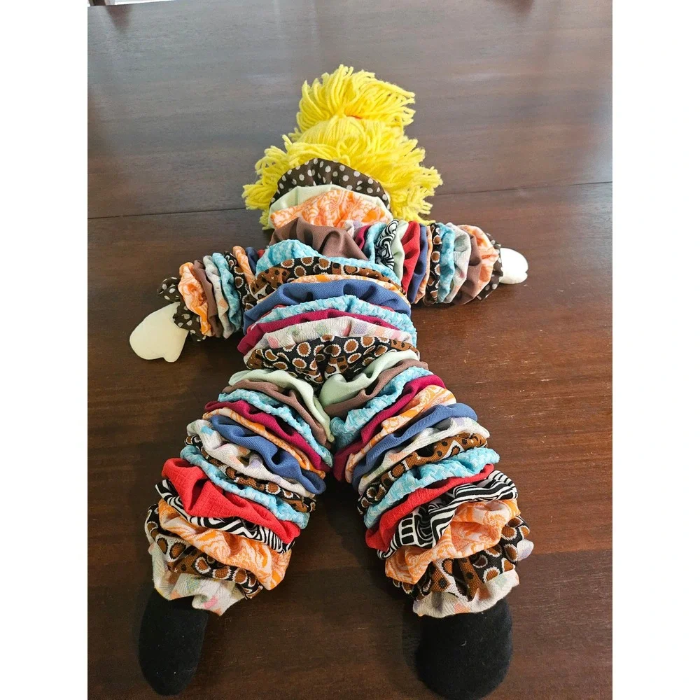 Vintage yo-yo Clown Doll Multicolor Scrunchie Body Plush Toy